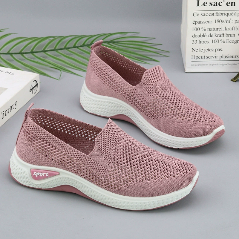 Кроссовки Slip-On с воздухопроницаемой летней сеткой от для женщин — обувь для отдыха и спорта с мягкой подошвой, импорт