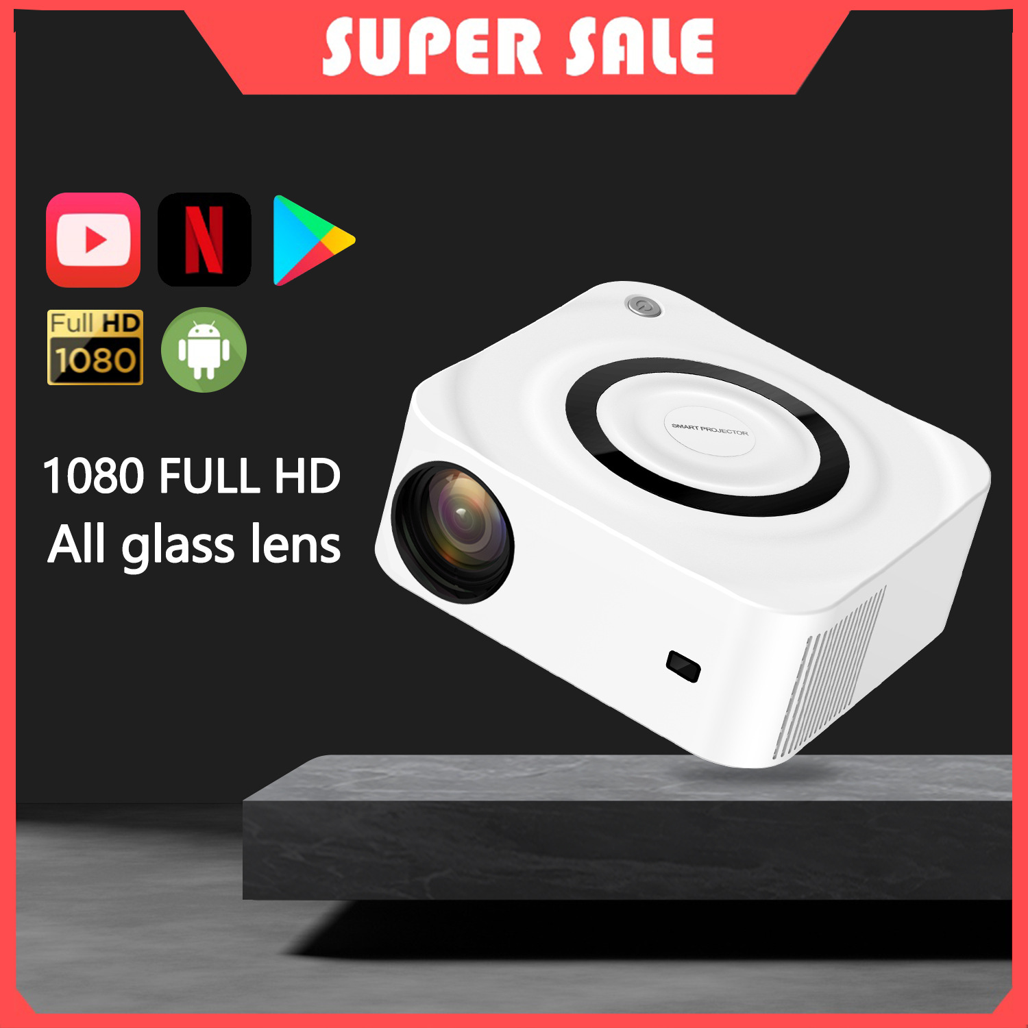 Y9S Cross-Border International Trade Cross-Border Factory Home High Definition Projector 1080P Bluetooth WIFI Mobile Smart Projector