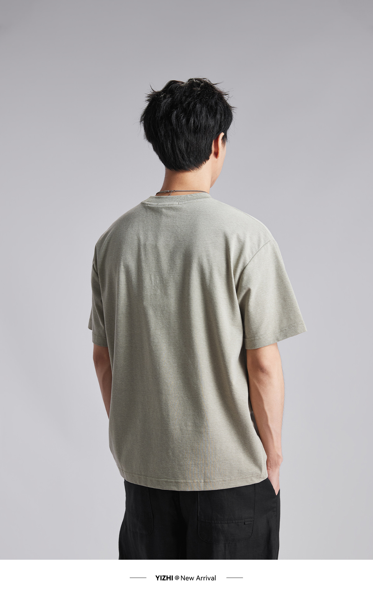 Áo thun nam cổ tròn tay ngắn chất liệu cotton thoáng mát, form rộng thả vai, túi đắp phối màu đính cườm — đen chi tiết 11