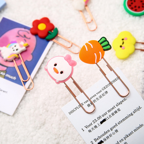 Ins style cartoon learning stationery cute colorful bookmark holder office supplies paper clips metal paper clips wholesale
