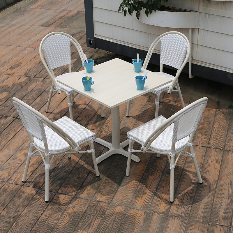 Mesa y silla al aire libre, mesa y silla de comedor, mesa y silla blanca, mesa y silla al aire libre, jardín, patio