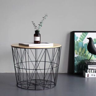 Scandinavian Style Iron Bedside Table Normcore Multi-Functional Storage Basket Bedroom Personalized Small Table Small Apartment Gu Zhi
