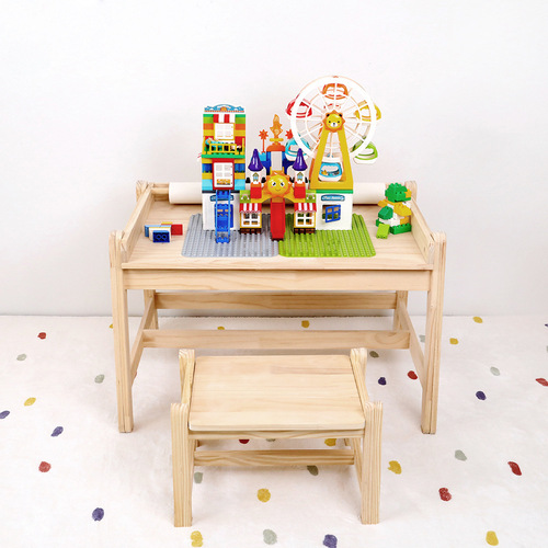Early Education Daycare Kindergarten Solid Wood Table and Chairs Rectangle Adjustable Baby Home Drawing Learning Desk Children's Toys