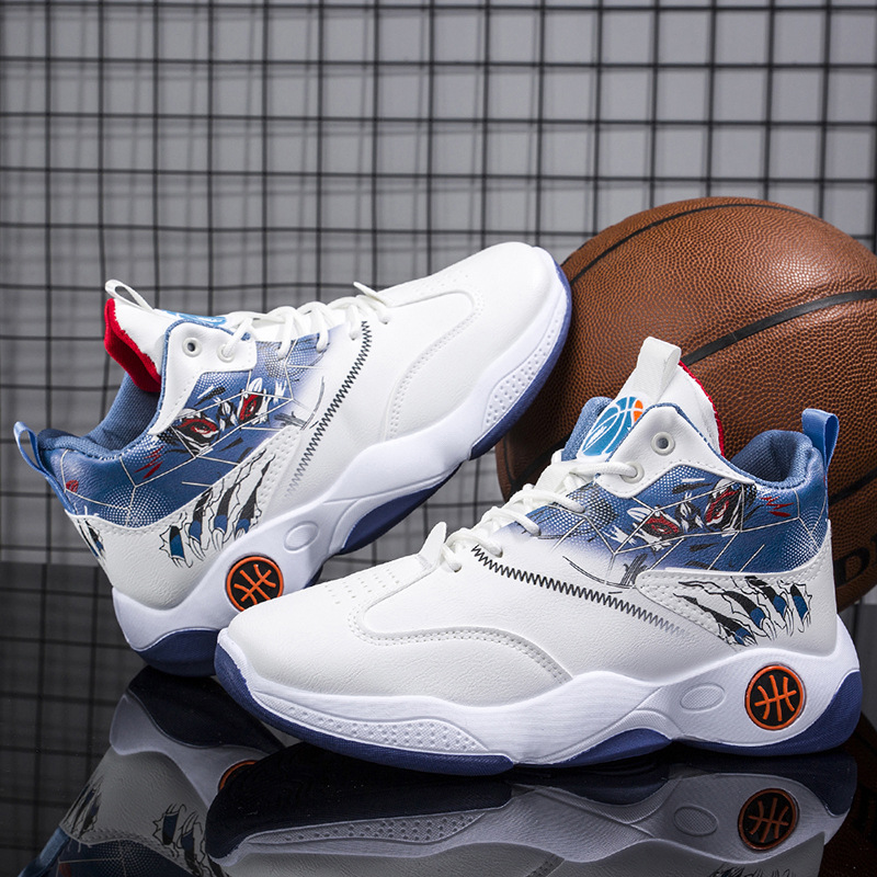 Grenzüberschreitende Herrenschuhe Frühjahr neue Herren-Basketballschuhe PU atmungsaktive Sportschuhe modische High-Top-Casual-Herrenschuhe mit dicken Sohlen_voghion.com
