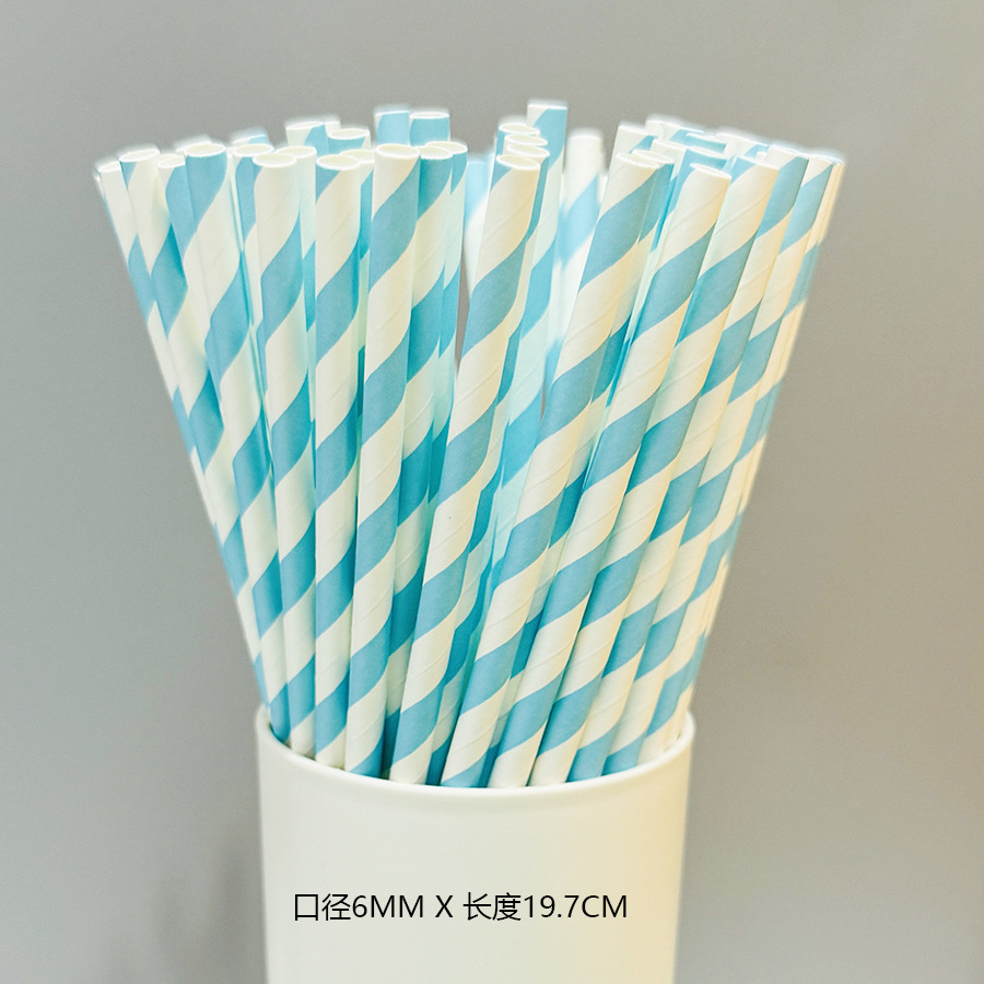 Gran cantidad en stock al por mayor paja de papel desechable paja de papel degradable paja azul serie