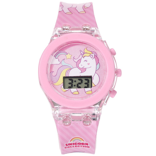 New Children's Glow-in-the-Dark Unicorn Silicone Electronic Watch with Strap (2pcs/set)