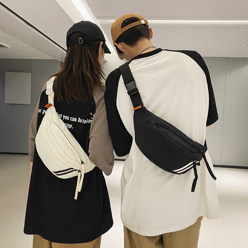 Chest Bag Women's Trendy Canvas Small Bag  New Casual Versatile Backpack Men's Waist Bag Sports Running Crossbody Bag