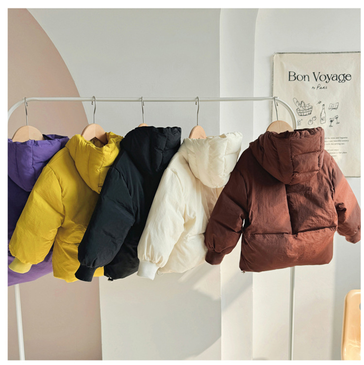 Children's 2023 new solid color hooded turtle shell jacket for boys and girls, white duck down children's clothing live_voghion.com