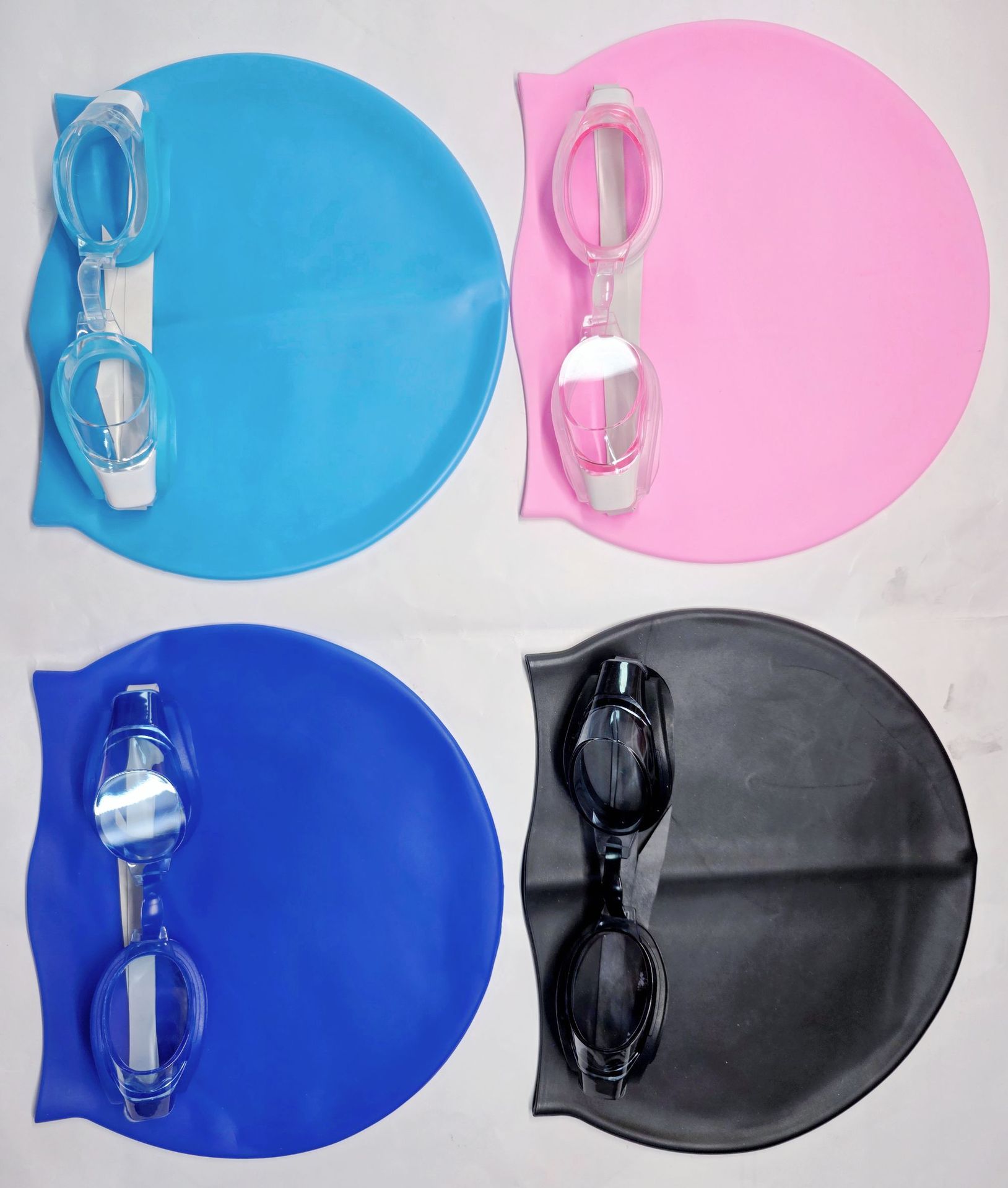 Fabricantes de nuevos conjuntos de gafas de natación de silicona, conjuntos de natación unisex para interiores y exteriores para aumentar la gorra de natación