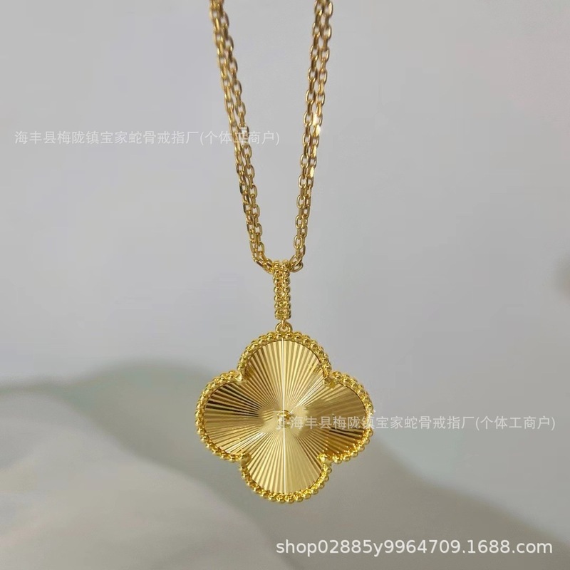 Fanjia 高バージョン大型四つ葉のクローバーネックレスレディース 18K ローズゴールドメッキホワイトマザーオブパールレッドアゲートペンダントセーターチェーン|undefined