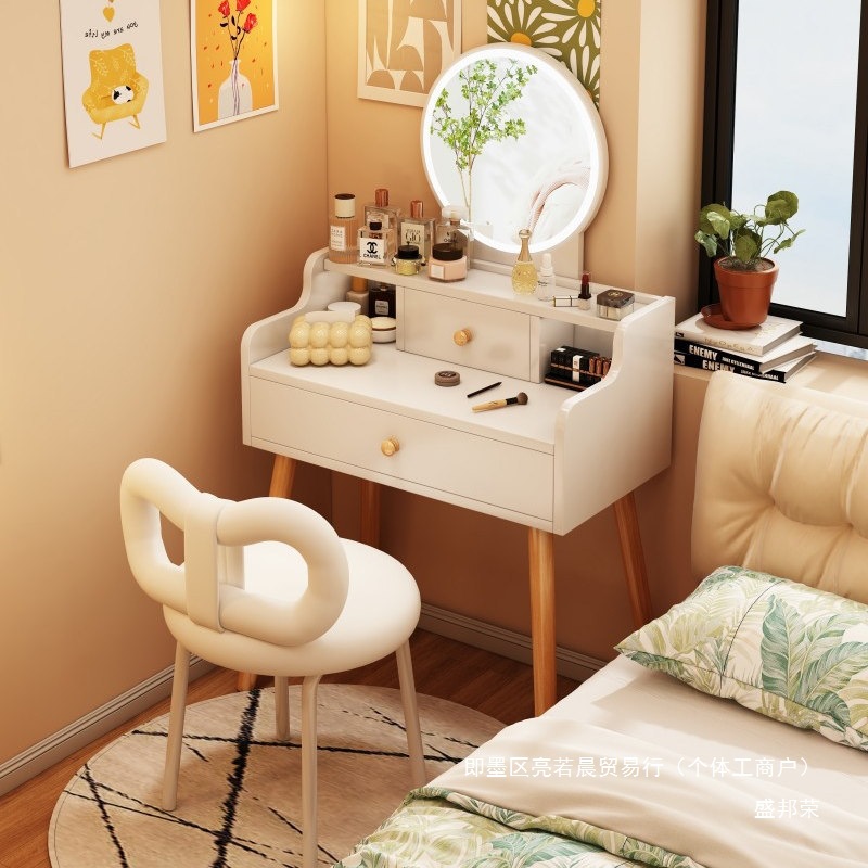 Factory Direct Sales Cream Style Dressing Table Girls Bedroom Small Apartment Dressing Table Desk Makeup Table