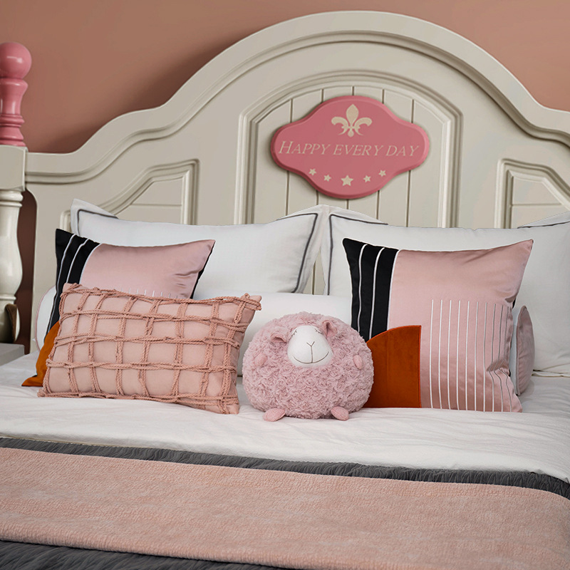 Modern Accessible Luxury Hotel Bedding Four-Piece Set B&B Style White Bed Sheetss Girly Pink Pillowcase Bed Sheetss Hotel
