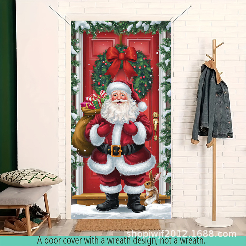 TEM Amazon transfronterizo nueva decoración de la cubierta de la puerta de Navidad rojo Santa Claus regalo cubierta de la puerta ambiente festivo fiesta