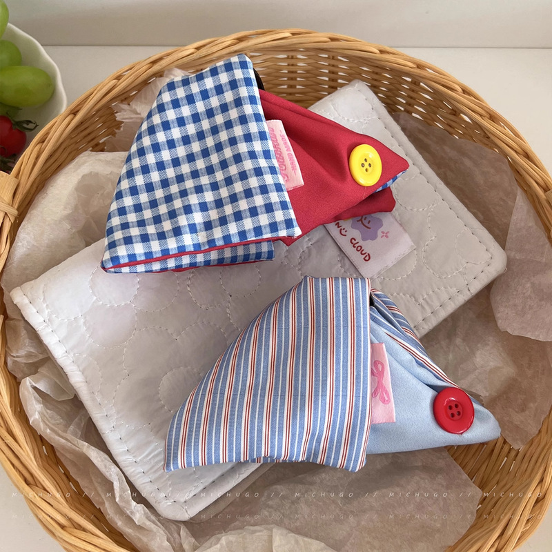 Korean Blue Plaid Button Triangle Hairpin for Women, Hairpin on the Back of the Head, Half-Tied Hair Shark Clip Hairpin Hair Accessory