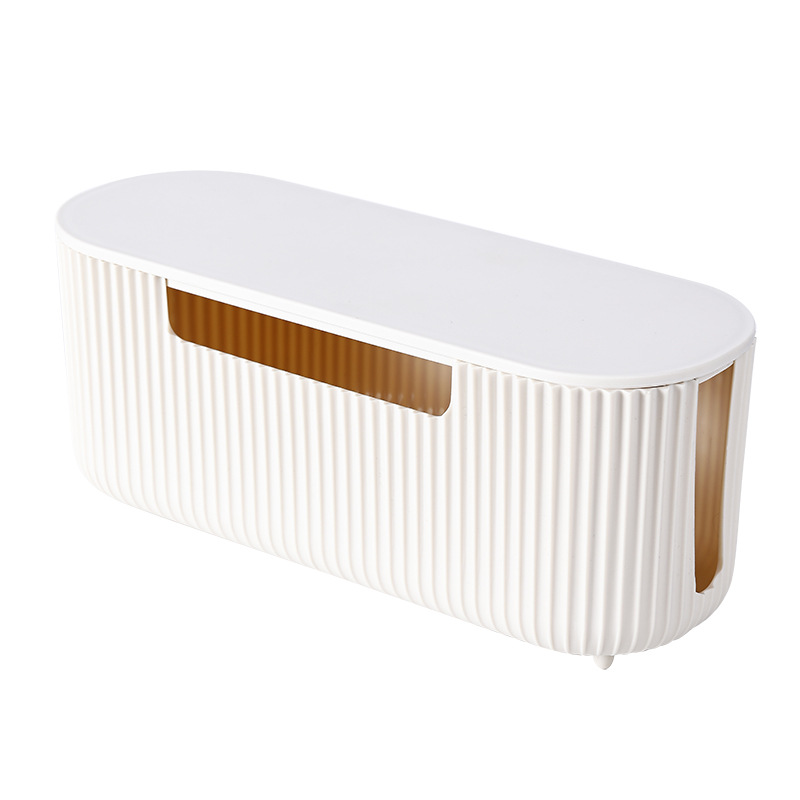Caja de almacenamiento de plástico para escritorio, caja de protección para enchufes de cable de alimentación, organizador de cables de datos con textura de madera, caja de almacenamiento para tiras de alimentación