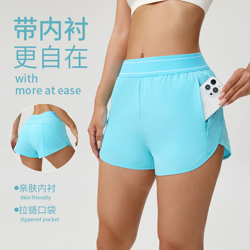 Cross-Border Yoga Shorts, Outdoor Quick-Drying Fake Two-Piece Sports Shorts, Summer Casual Thin Running Shorts for Women