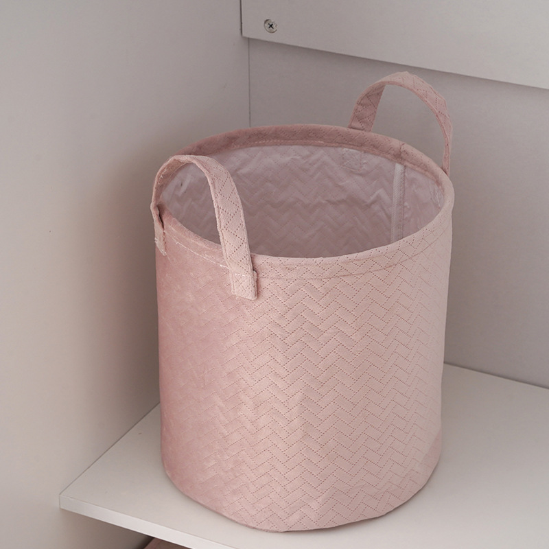 收纳篮收纳筐纯色手提 翻盖储物箱粉色少女收纳桶收纳篓批发