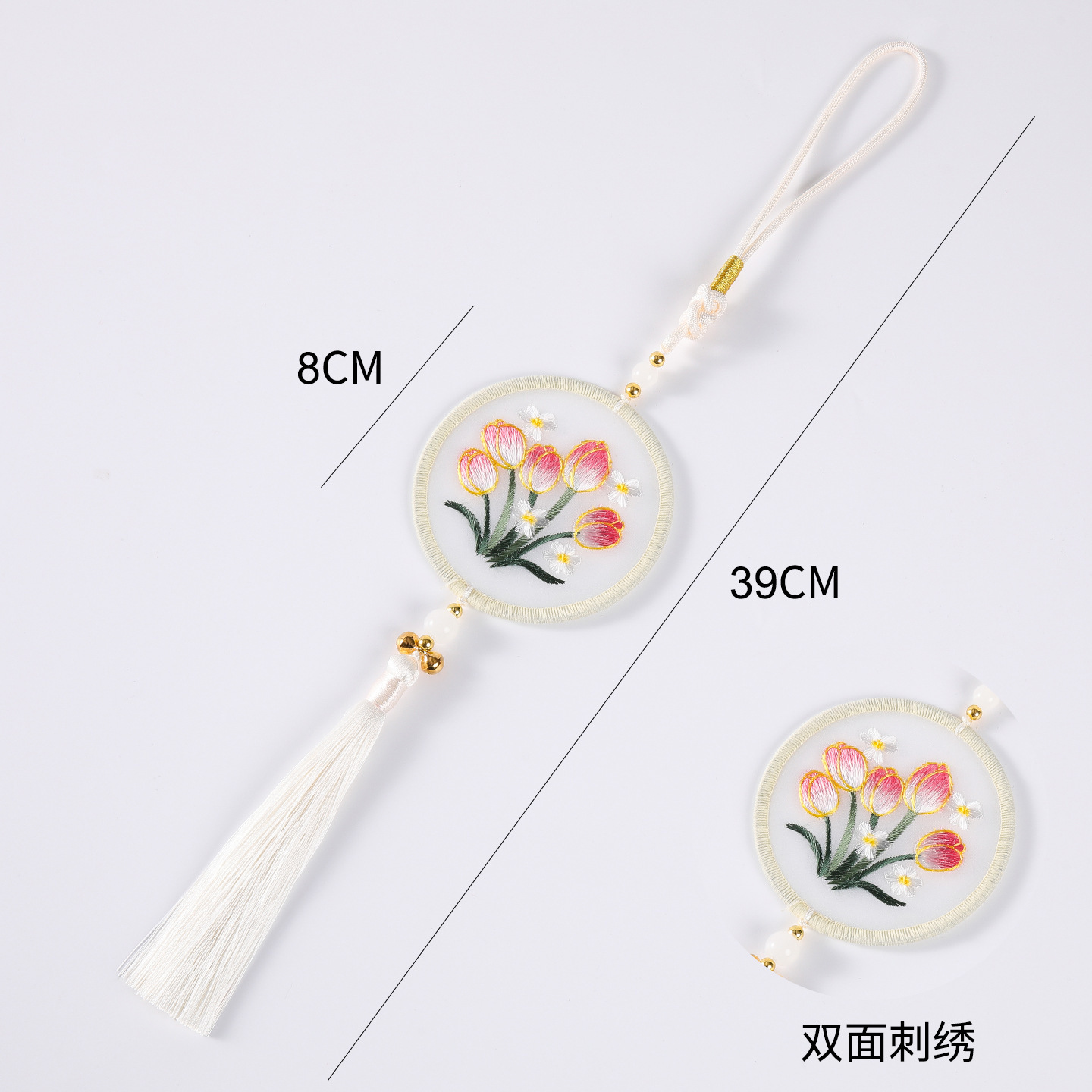 2026 Año del Caballo Fan bordado a mano colgante bordado accesorios de barril de flores de Año Nuevo decoración de regalo de Año Nuevo