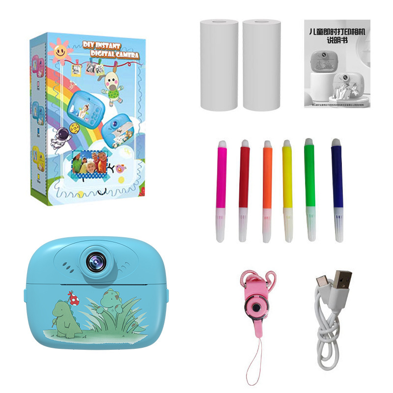 Cámara para niños Polaroid transfronteriza, cámara de impresión de cámara digital portátil en inglés, cámara de juguete de regalo para estudiantes
