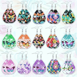 DIY Cross-Border New Diamond Painting Acrylic Earrings Manufacturer Direct Sales Are Large and Preferential, Welcome All Bosses
