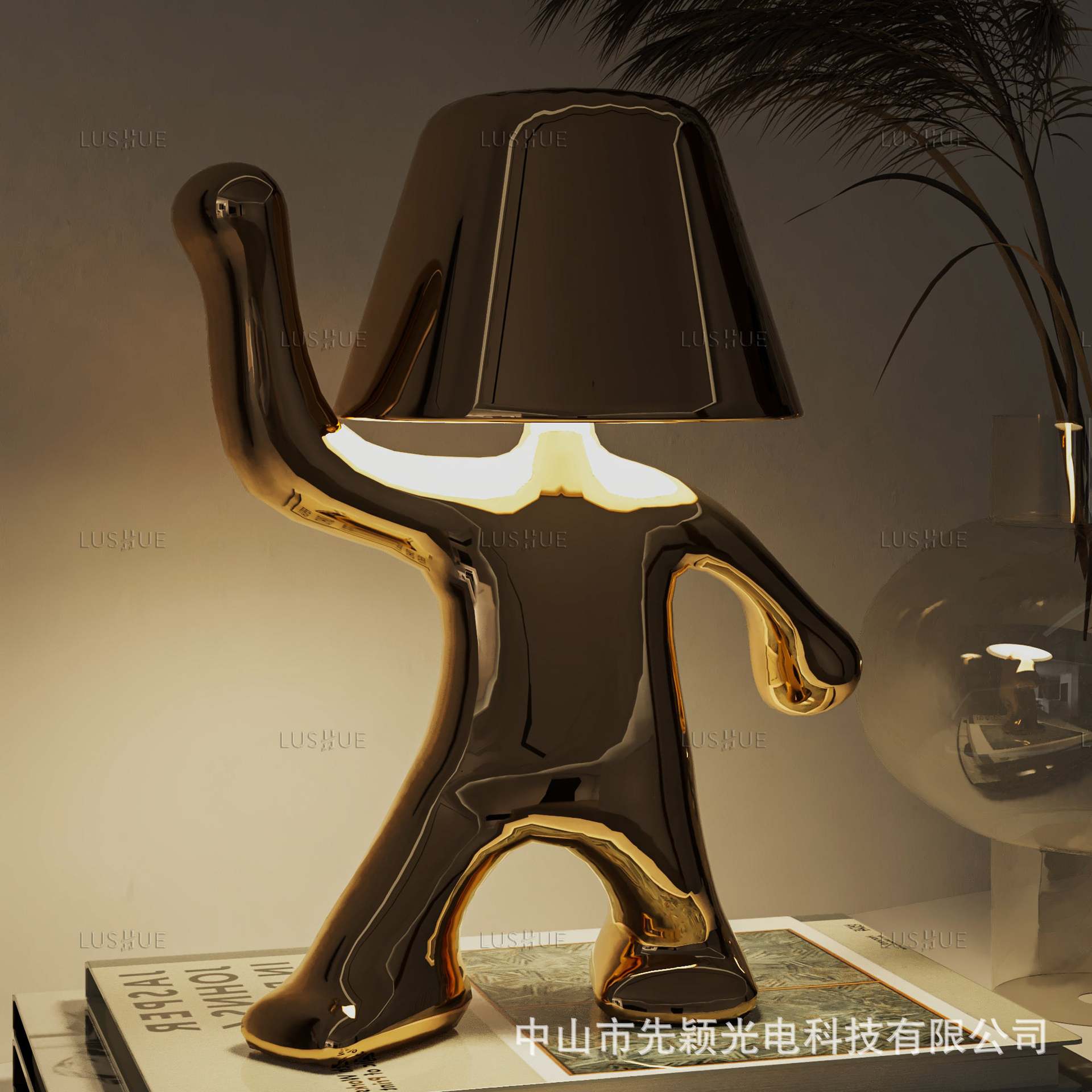 Fábrica transfronteriza Hermanos de oro lámpara de mesa decoración noche luz lámpara pensador