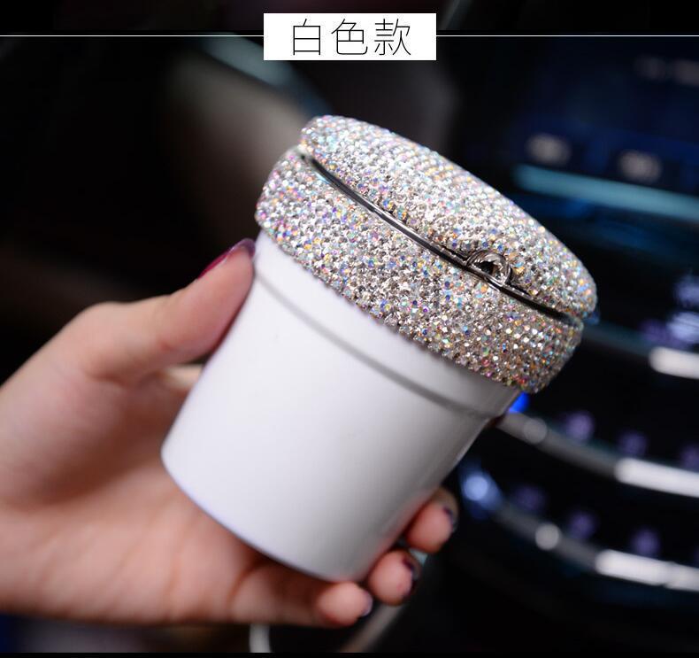 Diamond-encrusted car ashtray with led light luminous multifunctional car ashtray car interior car supplies