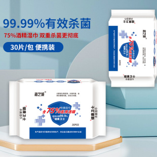 Wholesale 75 Medical Alcohol Disinfecting Wet Wipes 30 Pieces Portable Disposable Alcohol Wet Wipes Wash-Free Sterilization
