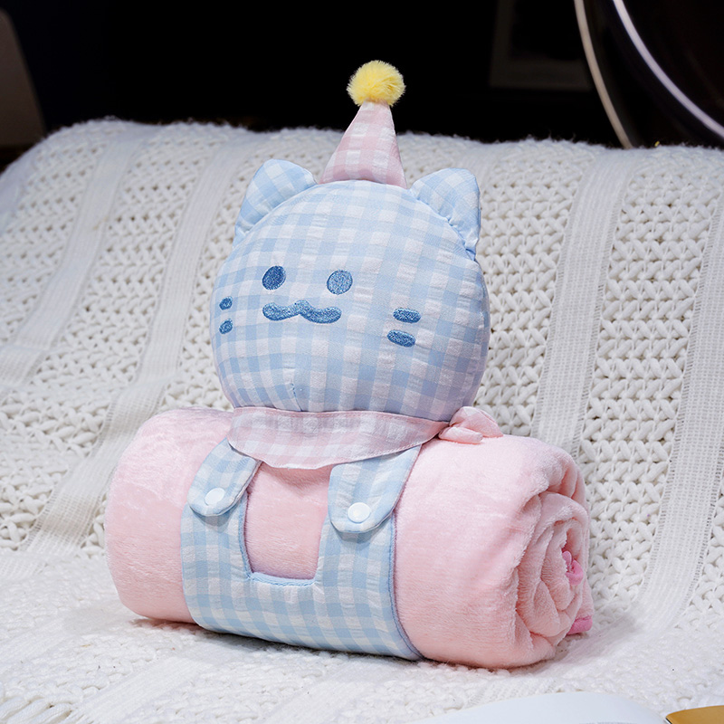 Bebés de dibujos animados encantadores muñecas de animales con mantas muñecas de peluche 2 en 1 para niños y niñas siesta almohada mantas