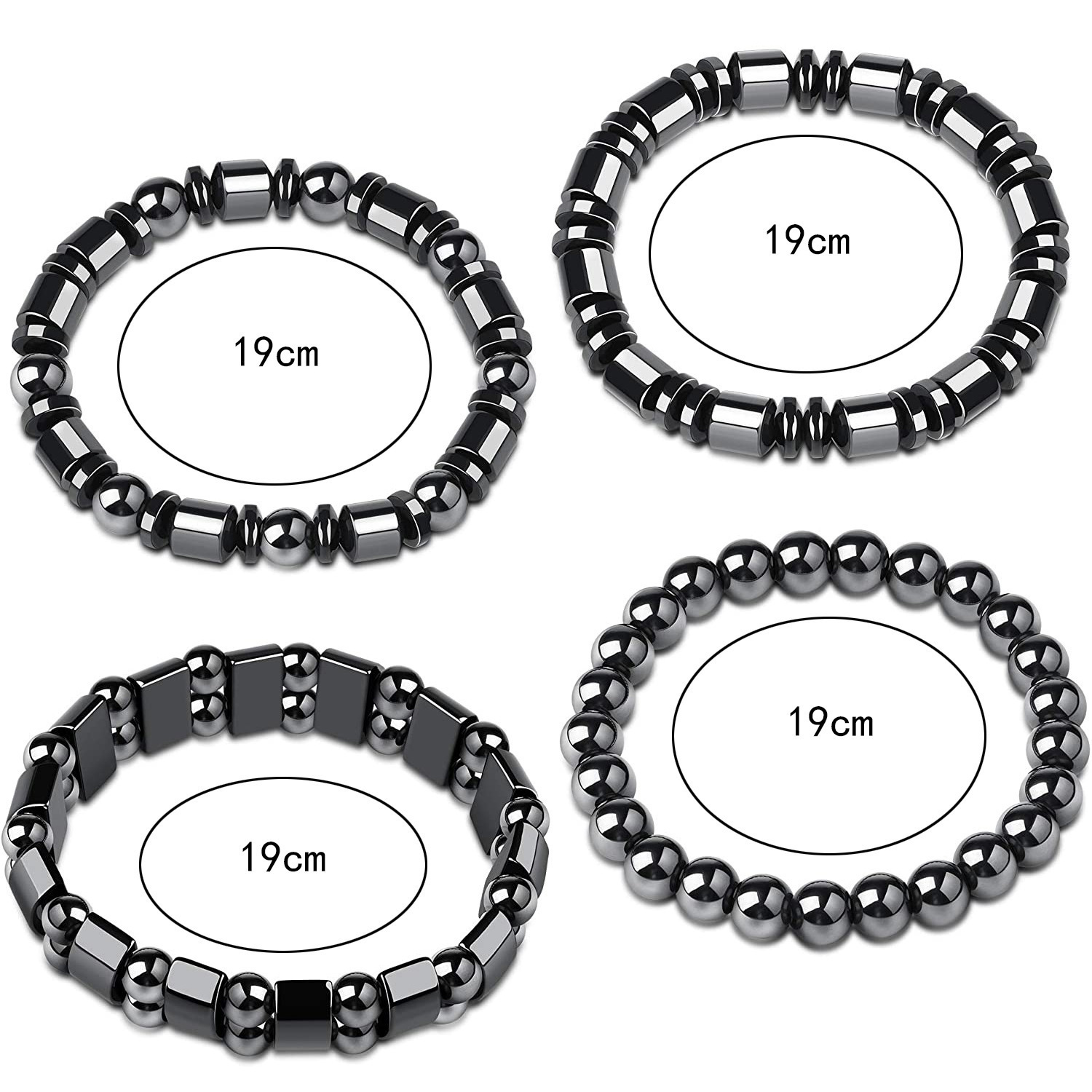 35g Weight Bracelets Classification Hematite Chain Material Hip-Hop Geometric Color Block Hematite Wholesale Bracelets
