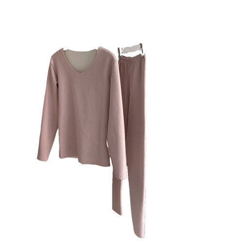 DeRong Thermal Underwear Set Women's Seamless Constant Temperature Self-heating AB Surface Brushed Slim Fit Women's Bottoming Autumn Clothes and Autumn Pants