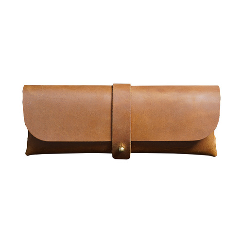 First-layer cowhide vintage Korean-style pencil case, minimalist Instagram-worthy trendy design, large-capacity leather stationery box perfect for Japanese-style elementary and middle school students.