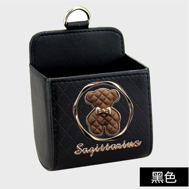 Bolsa de almacenamiento de salida de aire del automóvil bolsas de colgar de teléfonos móviles creativas de metal osos pequeños cajas de almacenamiento de artículos de automóvil almacenamiento de suspensión