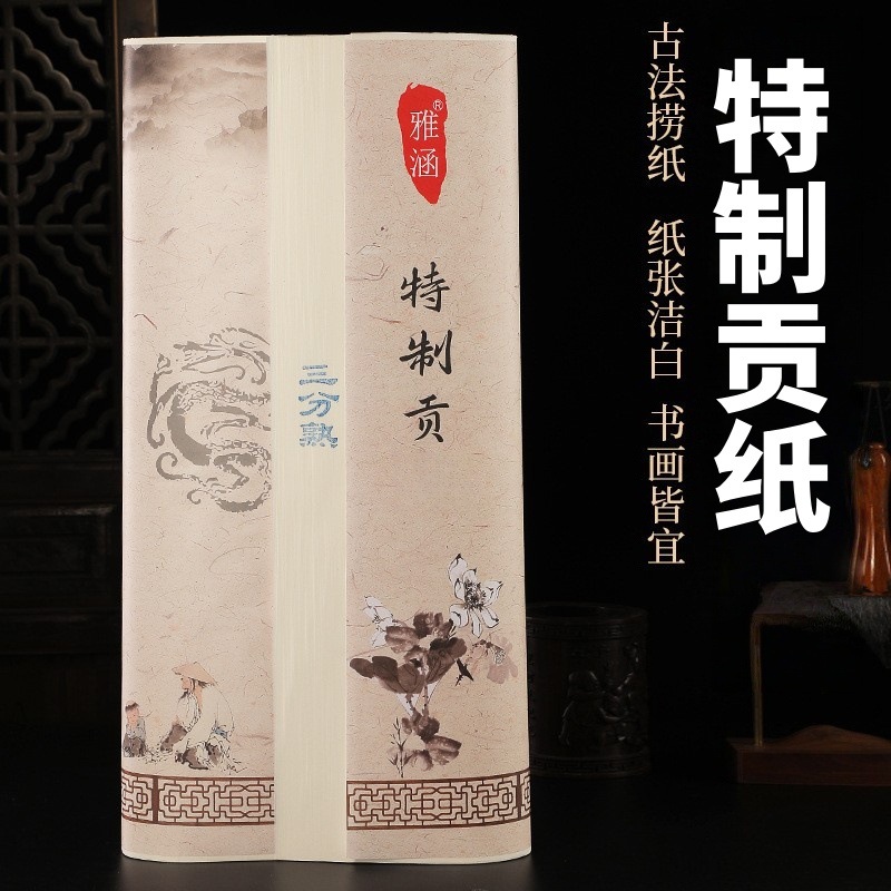 雅涵加厚四尺书法国画创作三分熟写意画作品纸半生半熟100张