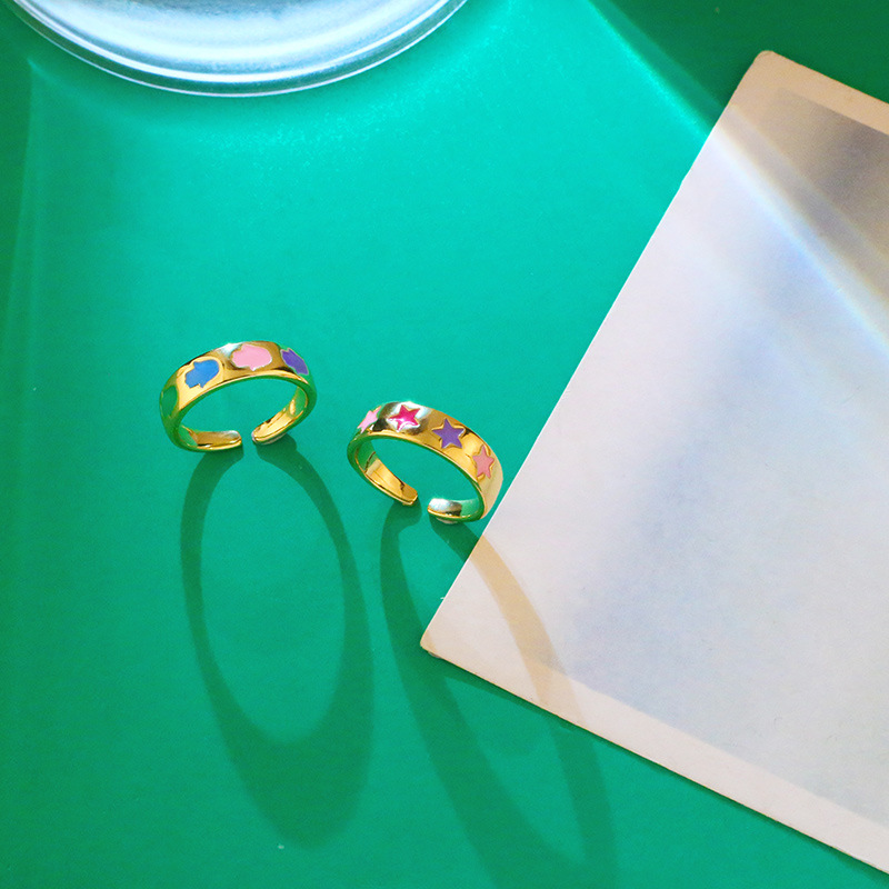 nihaojewelry simple star dripping oil copper open ring wholesale jewelry