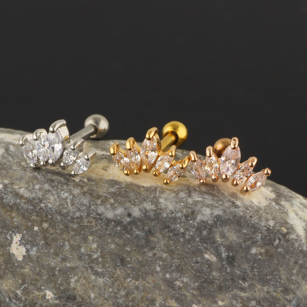 Simple Style Geometric Stainless Steel Zircon Ear Studs 1 Piece