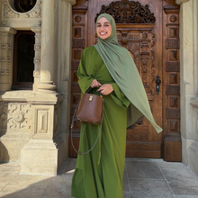 现货中东阿拉伯跨境女装2024春季新款迪拜土耳其时尚长袖连衣长裙