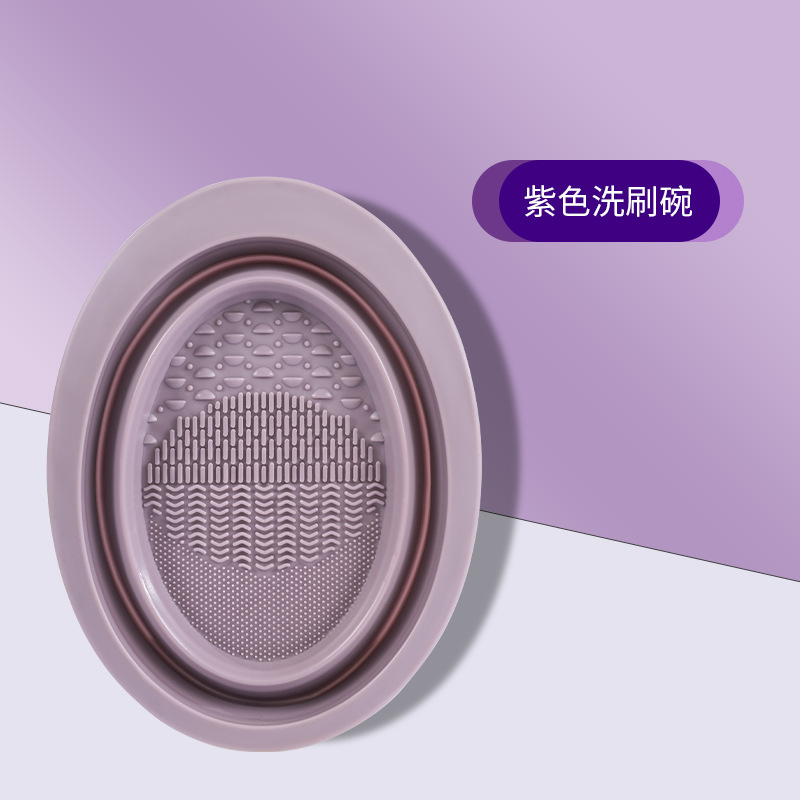 Maquillaje cepillo limpieza conjunto de tres piezas de silicona plegable cepillo tazón polvo puff belleza huevo limpieza herramienta artefacto secado red