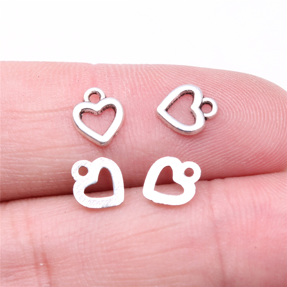 8x7mm 0.12g 多色 DIY合金饰品配件 桃心 镂空爱心吊坠娃娃衣配饰