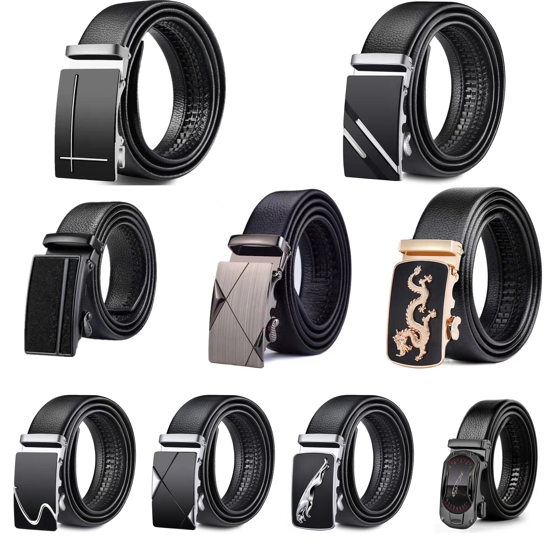 cinturón de hombre cinturón de abrazadera automática de cuero anti-desgaste estilo clásico letras versátiles tendencia ocio simple transfronterizo