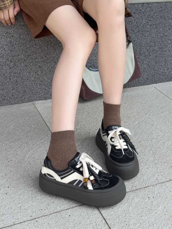 厚底德训鞋女款2025新款秋季百搭女鞋子爆款小众增高休闲阿甘板鞋|undefined