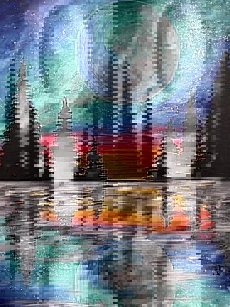 Кристальная живопись (Yiwu) 5D полный набор страз Moon & Landscape DIY, 30×40 см, струйные кристаллы