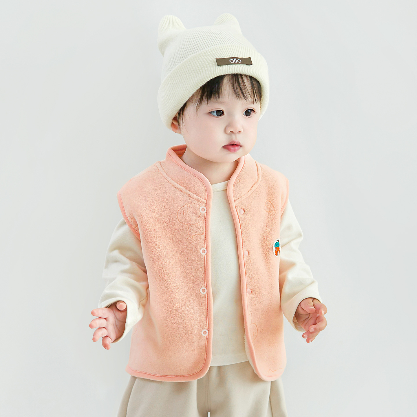Chaleco de bebé otoño y invierno para niños con terciopelo caliente para hombros para niños y niñas de 1 año y 2 años para niños pequeños chaleco de bebé