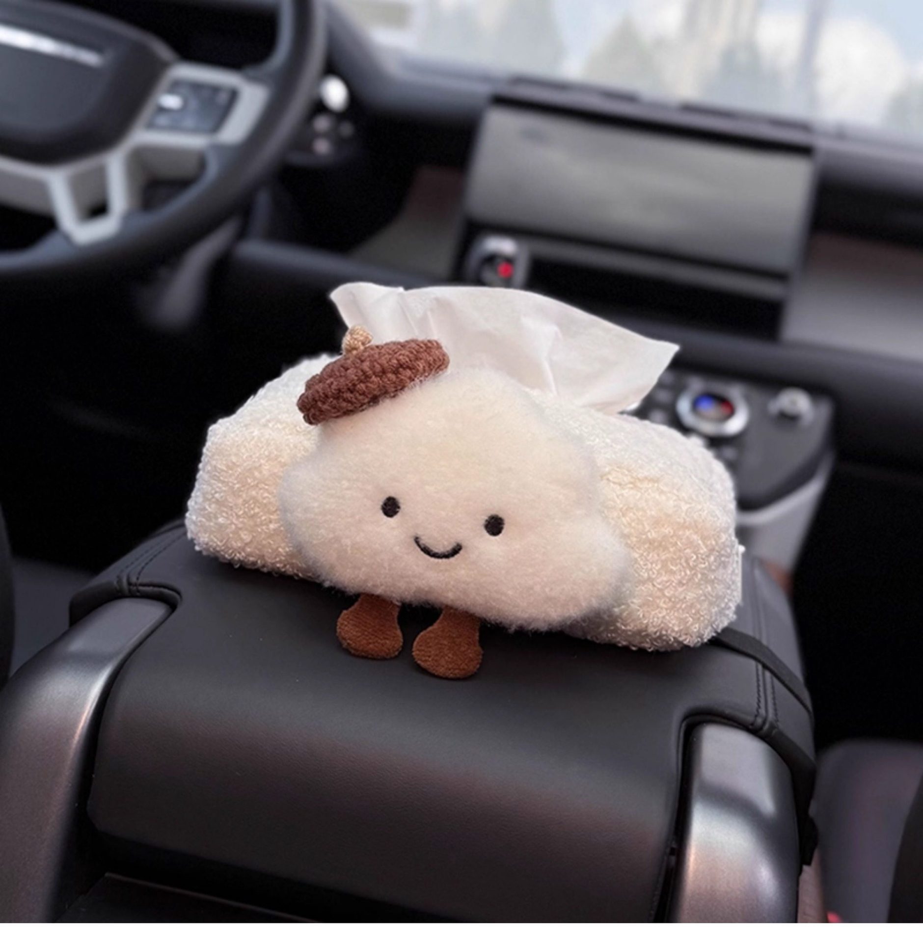 2025 New Car Tissue Box, Car Armrest Box Tissue Holder, Seat-Mounted Car Tissue Bag, Cute Cloud Design for Women