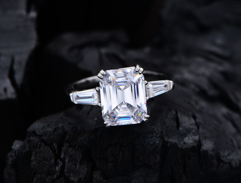 Fashion Simple Style Geometric Sterling Silver Inlay Artificial Gemstones Rings