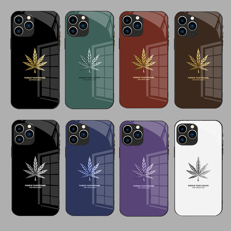 适用苹果11Pro五叶草13玻璃IP14Plus全包14简约8防摔15速卖通代发