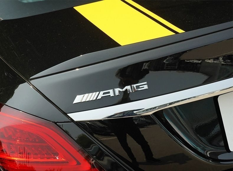 Mercedes-Benz AMG emblem, new E-Class and C-Class modifications, C43, C63S, E53, E63S, rear and side emblems, black modification decals