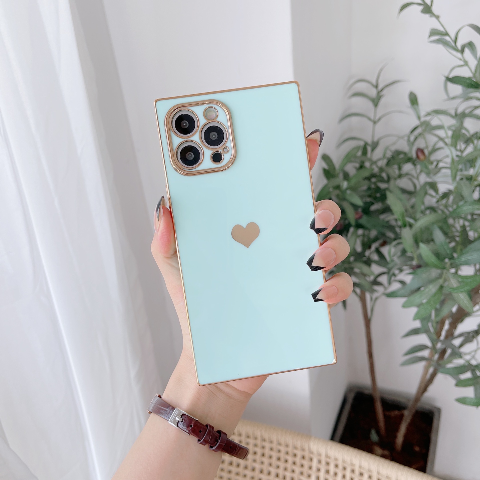 Solid Color Square Heart Mobile Phone Protective Cover Wholesale Nihaojewelry display picture 6