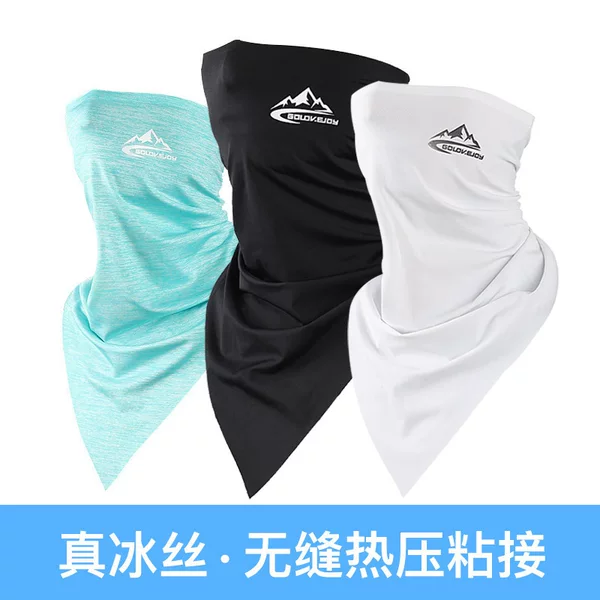 Summer Sunscreen Ice Silk Mask Outdoor Sports UV Protection Triangle Shade Breathable Sweat-wicking Men Seamless Headscarf