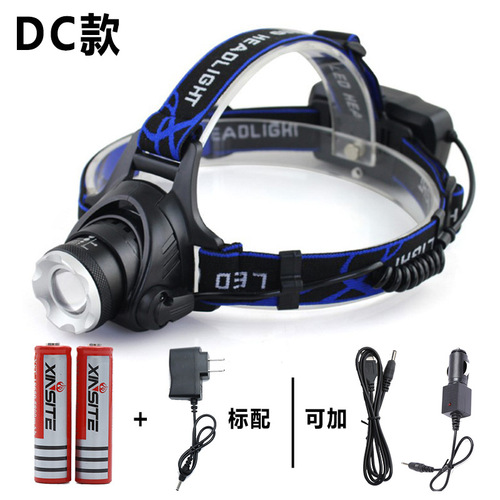 Cross-border sensing zoom LED headlamp outdoor fishing head-mounted lighting strong light charging headlamp factory wholesale