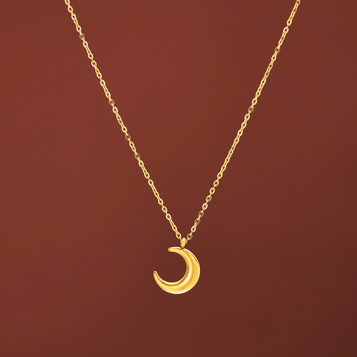 Collar De Luna tridimensional para mujer 18K oro retro ligero diseño de nicho de lujo nuevo simple todo partido Cadena de clavícula de alto grado